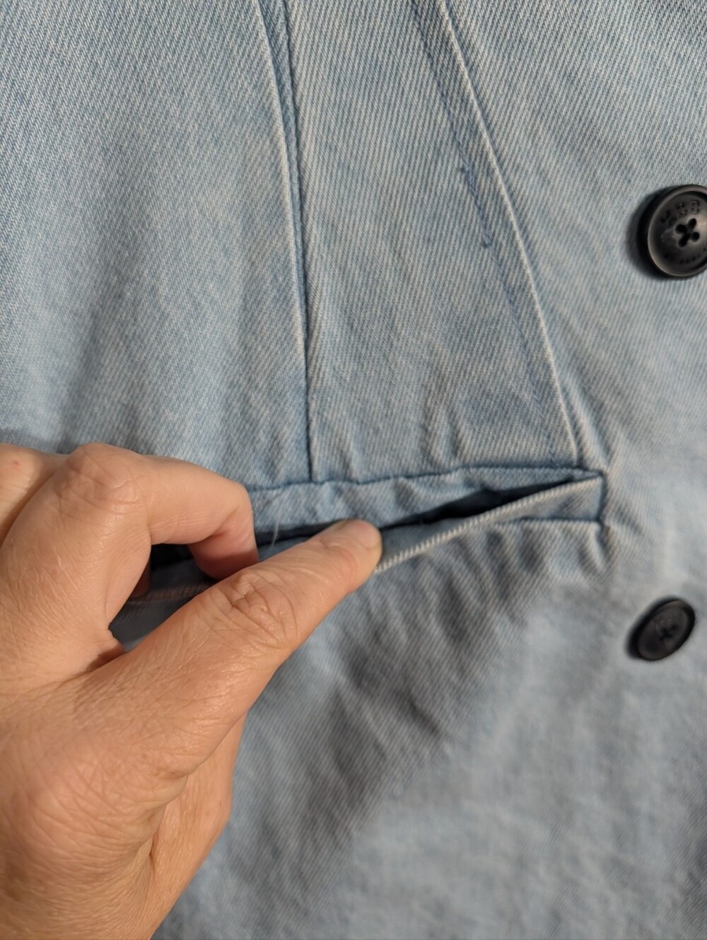 KBB by Kahlana Baby Blue Denim Look Double Breasted Blazer Jacket NWT XL - Picture 6 of 12